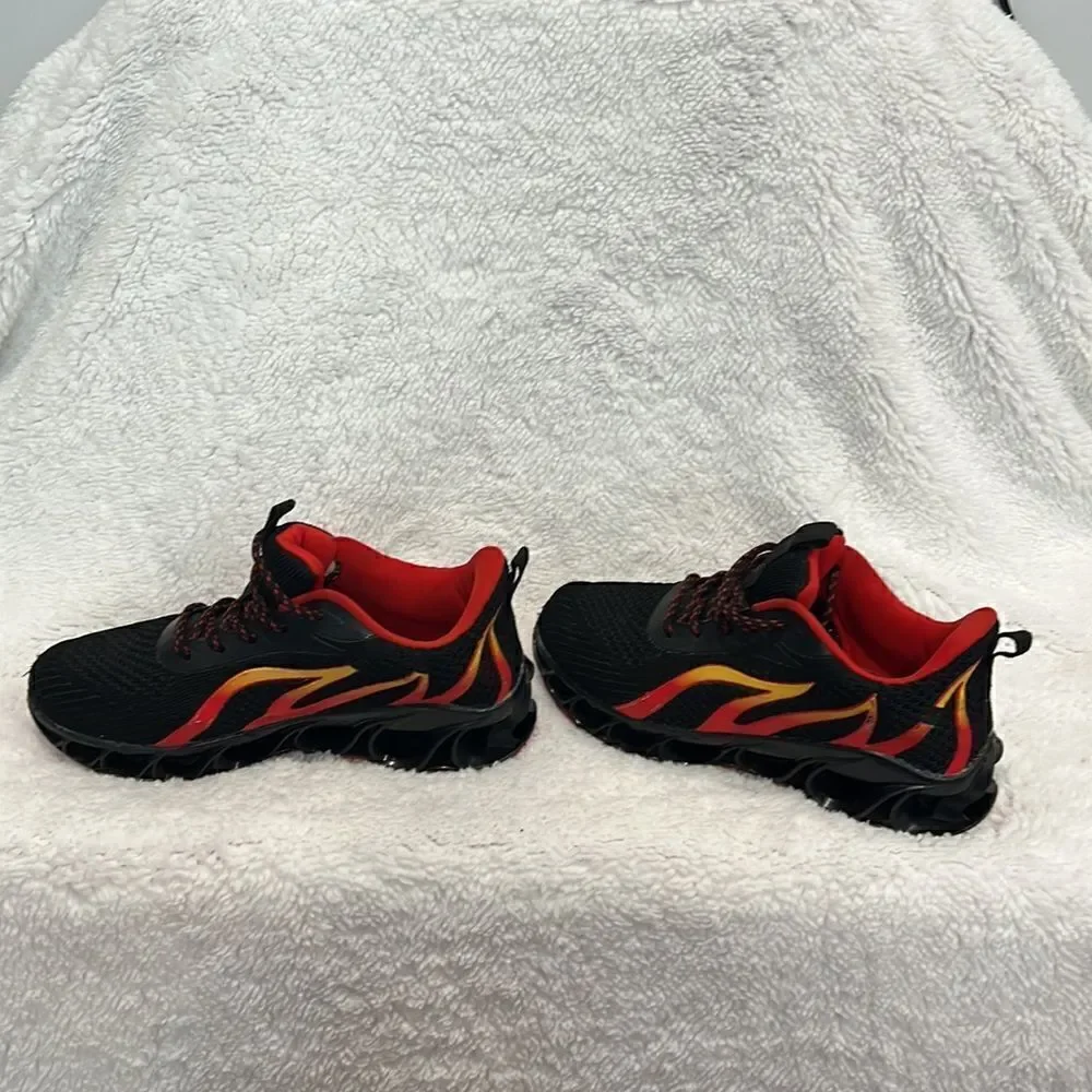 Black and Red Flame Sneakers  - Size 4